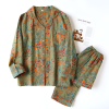 Vintage Leaf Cotton Lapel Loungewear Set - Image 3